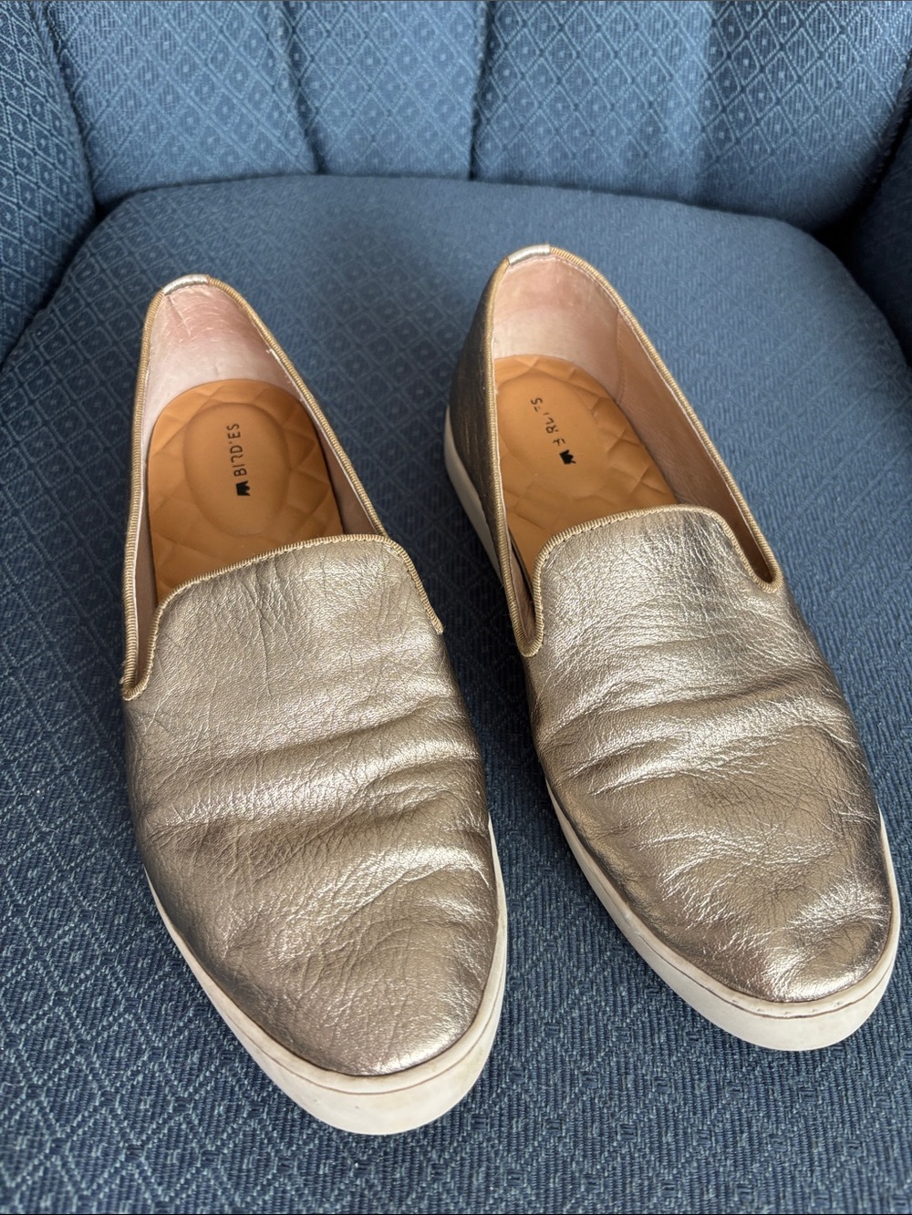 Birdies Metallic Gold Slip-On Loafers